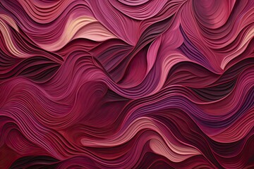 Burgundy Color Fragment of Artwork on Paper with Wavy Pattern: Captivating and Elegant Visual Synthesis, generative AI