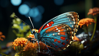 Fototapeta na wymiar Butterfly in nature, vibrant colors, beauty in natural elegance generated by AI