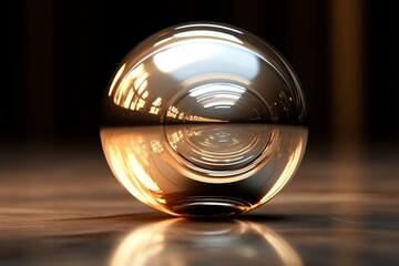 Round object on shiny surface. Generative AI