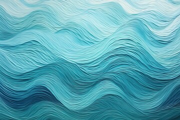 Fototapeta premium Cyan Color Fragment: Artwork on Paper with Wavy Pattern - Vibrant Cyan Palette for Stunning Visuals, generative AI