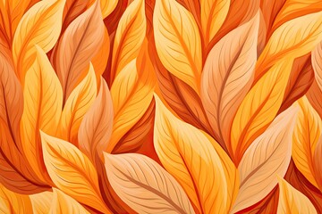 Fototapeta premium Ginger Orange Color: Abstract Autumn Leaves Pattern - A Stunning Visual of Nature's Vivid Palette, generative AI