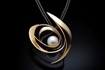 Lily White Color: Abstract Pearl Necklace Design - A Stunning Combination of Elegance and Simplicity, generative AI