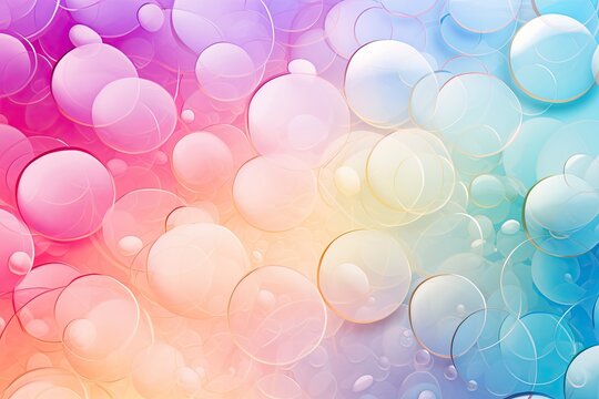 Pastel Rainbow Colors: Abstract Bubble Pattern Infused with Vibrant Hues, generative AI