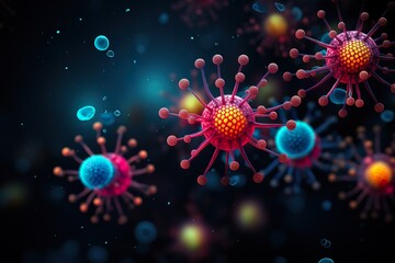 Biological mutation, microscopic virus, dotted vector particles shape, nano technology. Abstract flowing wide wallpaper background