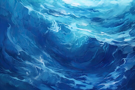 Captivating Sapphire Blue Color with Deep Ocean Texture: A Stunning Digital Image Inducing Serenity and Tranquility, generative AI