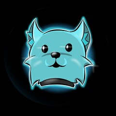 Gato ilustrado con tonalidades neon