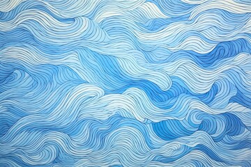 Obraz premium Sky Blue Color: Fragment of Artwork on Paper with Wavy Pattern - Stunning Visual Delight, generative AI