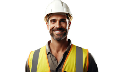 Civil Contractor In Duty Cloths Realistic Portrait on White or PNG Transparent Background.