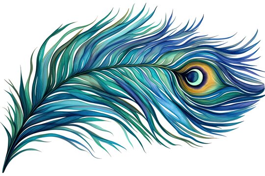 Teal Color Abstract Peacock Feather Design: A Captivating and Unique Digital Image, generative AI