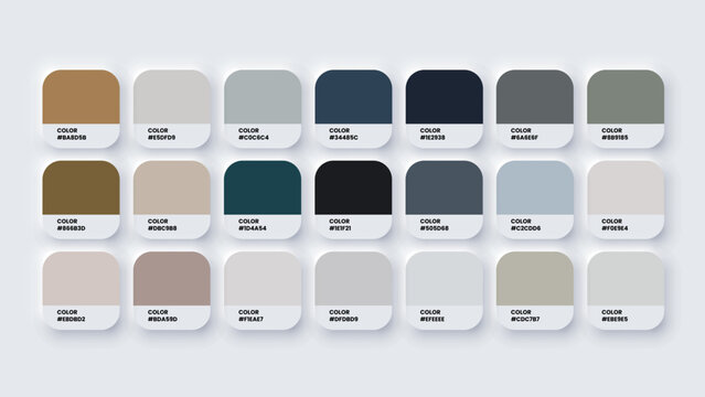 Color Palette, Color Swatches in RGB, HEX Colors, Pastel Colour in HEX Codes Catalog. Paint Colours Palette, Neutral Tones