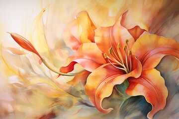 Watercolor Painting on Canvas: Explore the Captivating World of Warm Colors, generative AI