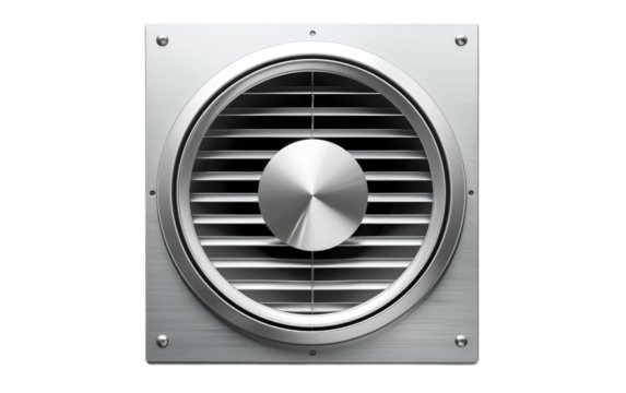 Functional Exhaust Fan In White Color on White or PNG Transparent Background.