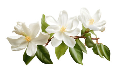 Elegant Jasmine Blossom Realistic Photo on White or PNG Transparent Background.