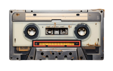 Audio Relic Realistic Vintage Cassette Image on White or PNG Transparent Background.