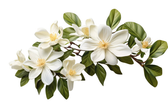 Jasmine Flower Photography Scene on White or PNG Transparent Background.
