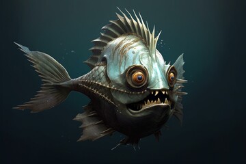 a frightening looking anglefish with demonic features. Generative AI