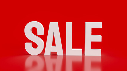 The white sale on red Background for promotion concept 3d rendering