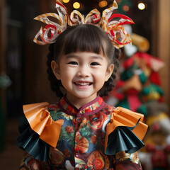 pretty girl in a fancy dress Christmas  on the background of the Christmas tree at home