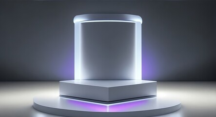 cyberpunk backlighting podium with neon background, Futuristic podium showcase for your product, generative ai