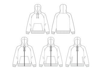 ベーシックなパーカーのイラスト/フーディー/スウェットパーカーのハンガーイラスト