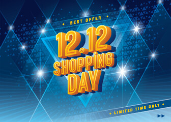 12.12 Shopping Day Sale Banner Template design special offer discount, Shopping banner Condensed Font, Abstract Star Blink