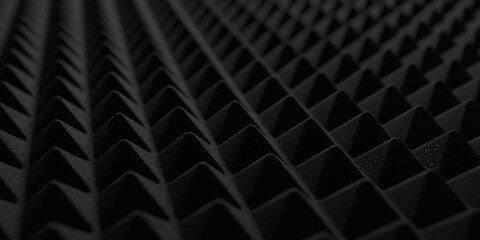 Black acoustic soundproof foam texture. Recording studio wall