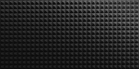 Black acoustic soundproof foam texture. Recording studio wall