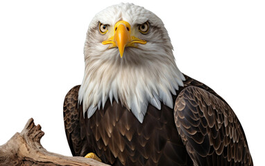 Obraz premium Majestic Eagle Sit On Brown Surface on White or PNG Transparent Background.
