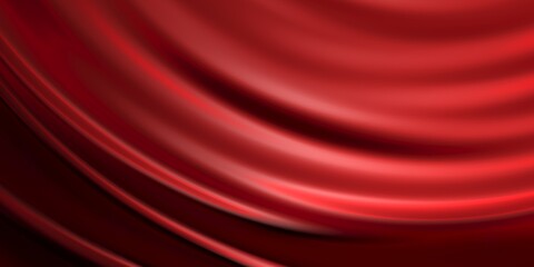 Elegant romantic red silk pleated fabric. Bright luxury background