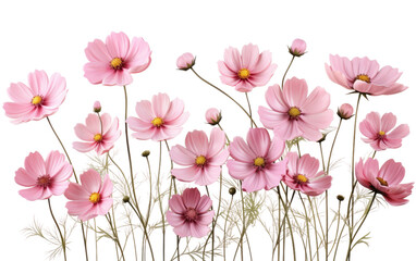 Cosmos Flowers Looks Fresh In Out Door on White or PNG Transparent Background.