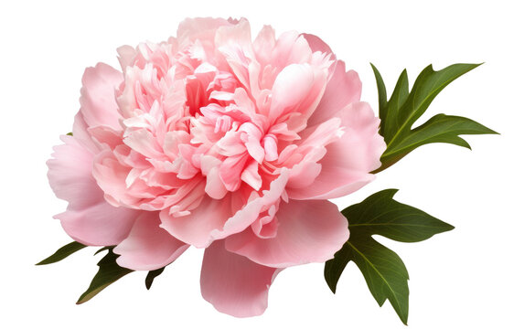 Exquisite Peony Blossom Looks Charmed on White or PNG Transparent Background.