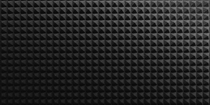 Black acoustic soundproof foam texture. Recording studio wall