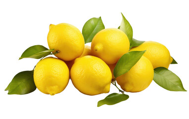 Yellow Lemons Looks Fresh In Realistic Close Up on White or PNG Transparent Background.