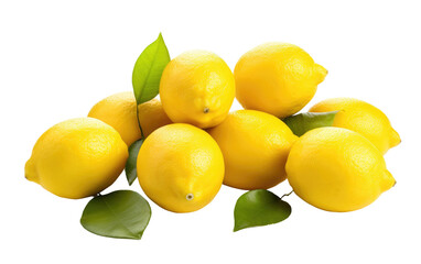 Lemons Looks Fresh In Realistic Portrait on White or PNG Transparent Background.