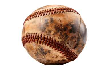 Antique Baseball Looks Vintage Material Realistic Portrait on White or PNG Transparent Background.
