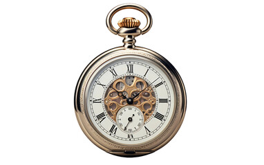 Pocket Watch Old Watch A Timepiece Watch In A Realistic Close Up on White or PNG Transparent Background.