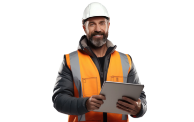 High-Quality Construction Worker Artwork Of Civil Engineer on White or PNG Transparent Background.