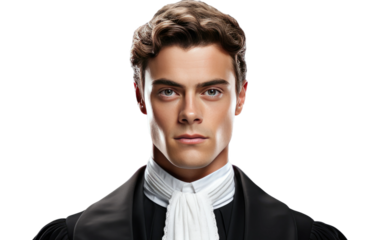 Courtroom Artistry Judge Portrait on White or PNG Transparent Background.