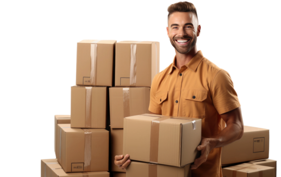 Quick and Reliable Courier With Smile on White or PNG Transparent Background.