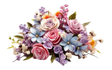Floral Bouquet In Different Color For Present Realistic Portrait on White or PNG Transparent Background.