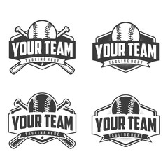Badges set of baseball team. Baseball logo, emblem set collection, design template on light background - obrazy, fototapety, plakaty