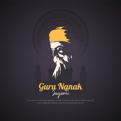 Guru nanak jayanti Gurpurab, also known as Guru Nanak's Prakash Utsav and Guru Nanak Jayanti, celebrates the birth of the first Sikh Guru - obrazy, fototapety, plakaty