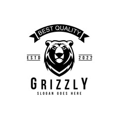 Bear Vintage logo icon symbol black and white vintage template for labels, emblems, badges or design template