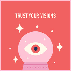 Trust you visions. Magic ball greeting card