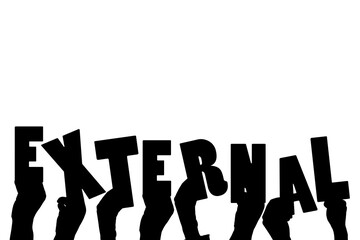 Digital png illustration of hands with external text on transparent background