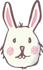 Fototapeta premium Digital png illustration of beige and pink bunny head on transparent background