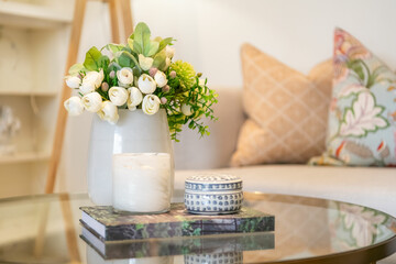Home interior decor, modern house, apartment decoration.