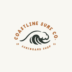 Wave logo design template for surf club, surf shop, surf merch.