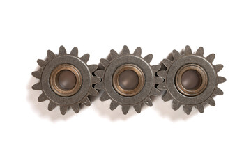 top view gears on a white background