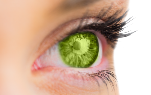 Digital png photo of woman's green eye on transparent background - Powered by Adobe
